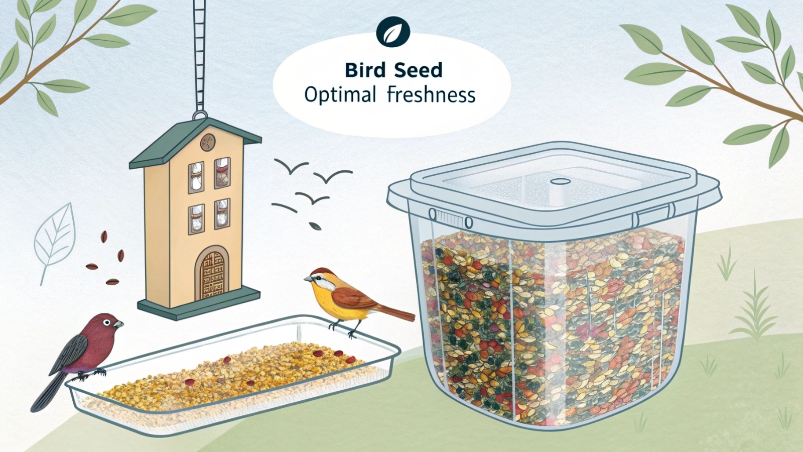 A bird on a container (How to Store Bird Seed The Complete Guide to Keeping It Fresh)