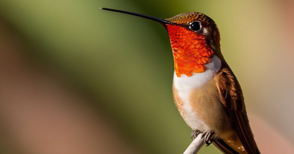 a close up of a Rufous Hummingbird in Canada