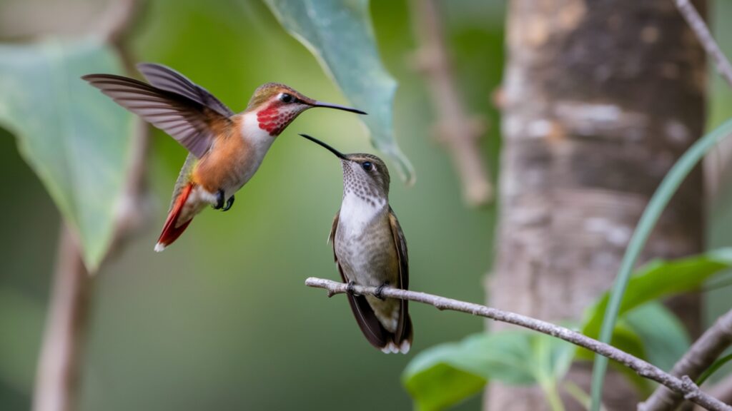 a hummingbird on a branch