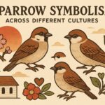 Illustration showing sparrow symbolism across different cultures