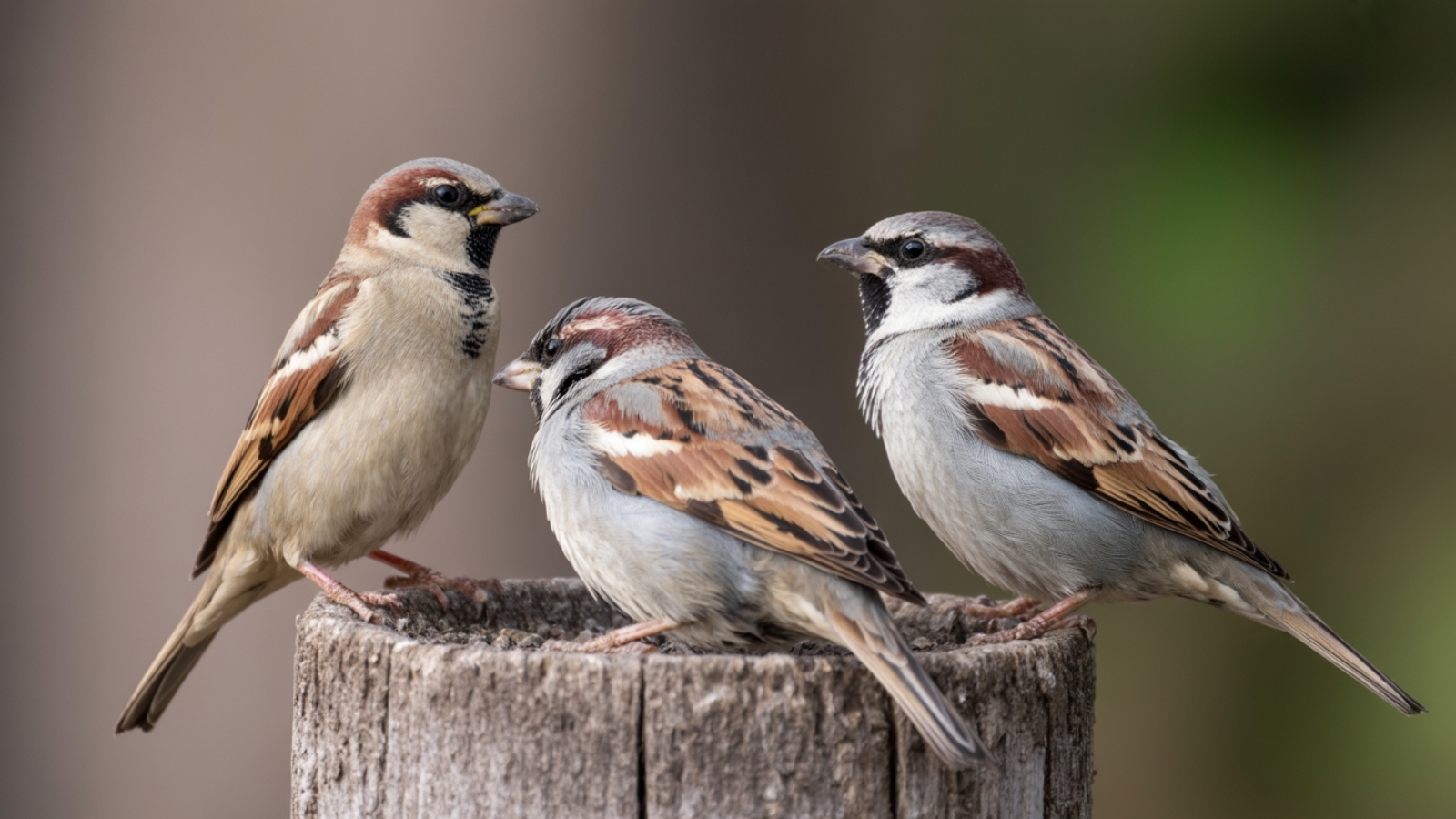 House sparrows roosting together at night in dense vegetation