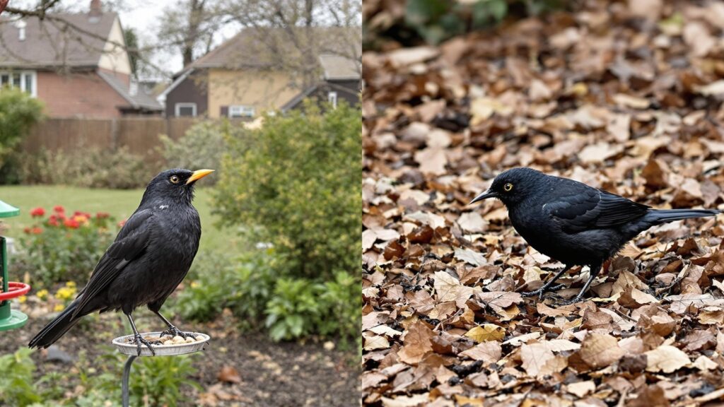 Comparison of blackbird habitats in urban garden versus natural woodland