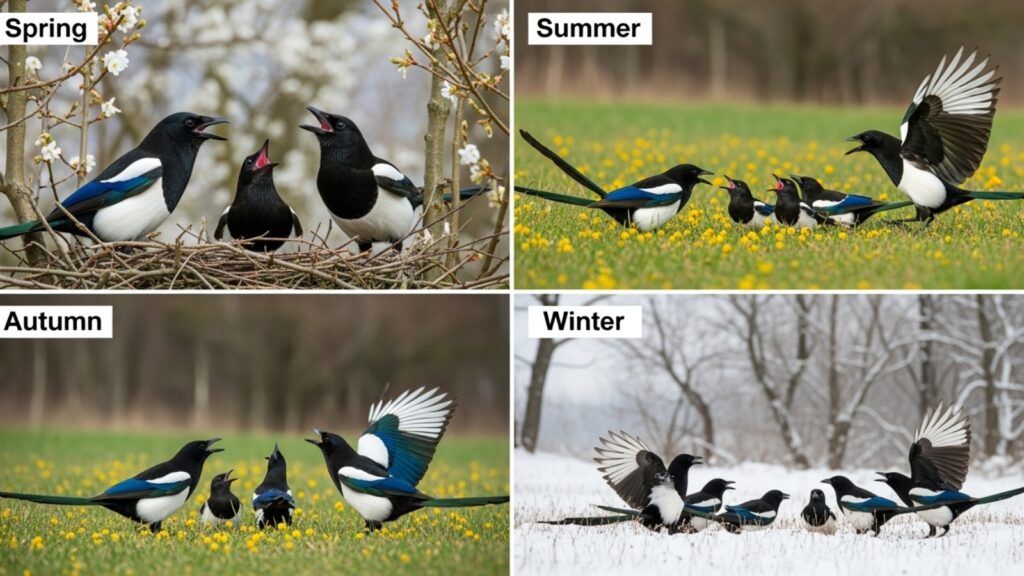 Magpie territorial behaviour patterns across seasons